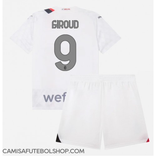 Camisa de time de futebol AC Milan Olivier Giroud #9 Replicas 2º Equipamento Infantil 2023-24 Manga Curta (+ Calças curtas)